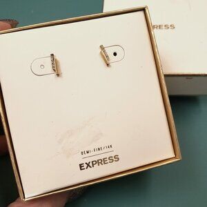 Express, NWT, Demi Fine 14K gold rhinestone pierced post earring gift
